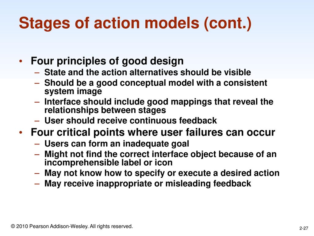 Stages of action models (cont.)