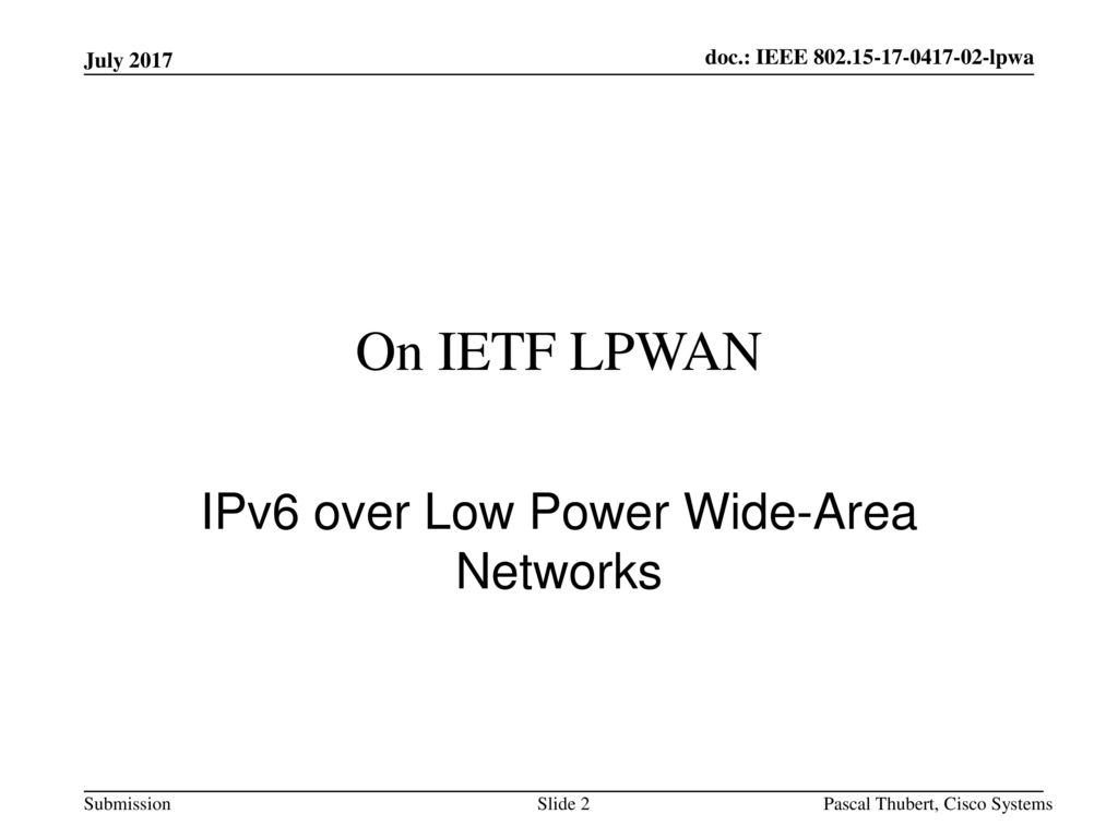 IPv6 over Low Power Wide-Area Networks