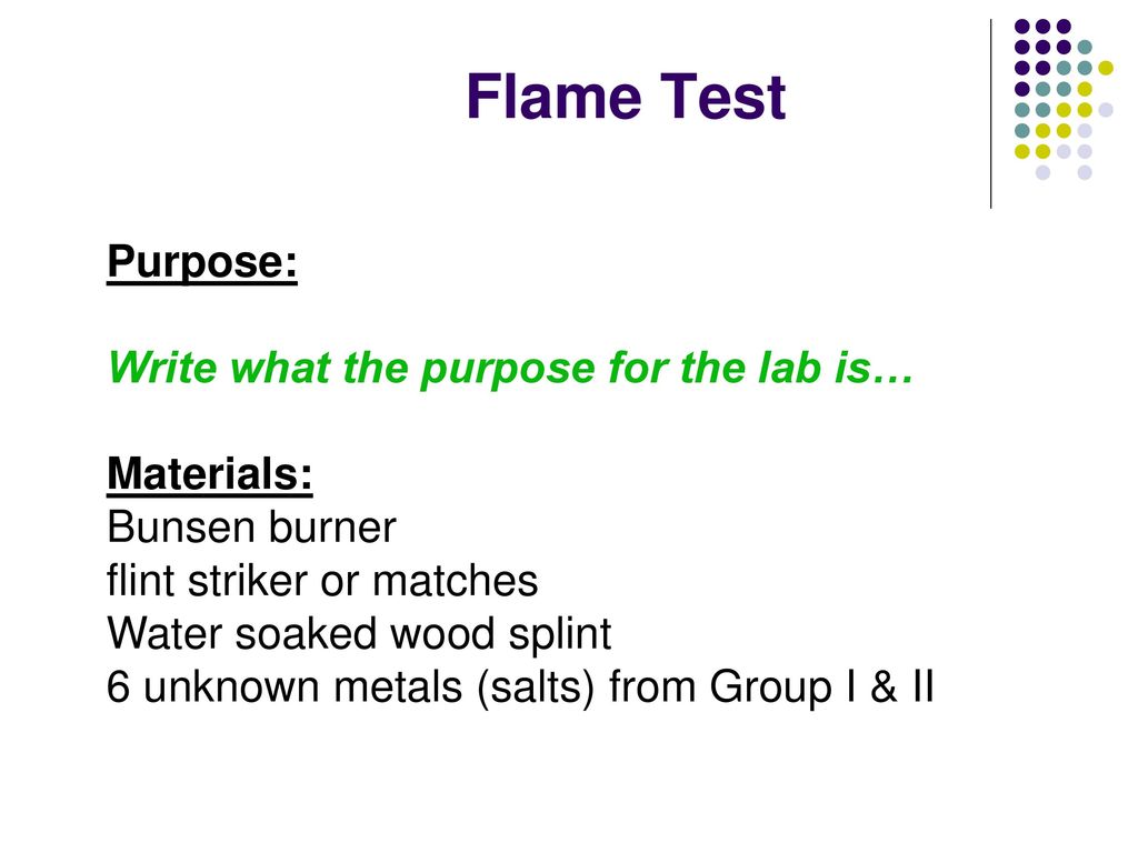 purpose of flame test