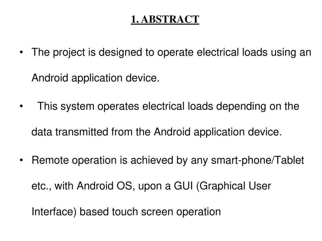 Remote Operated Domestic Appliances Control By Android Application