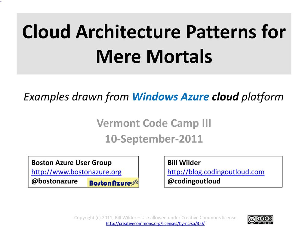 Cloud architecture patterns for mere mortals ppt download