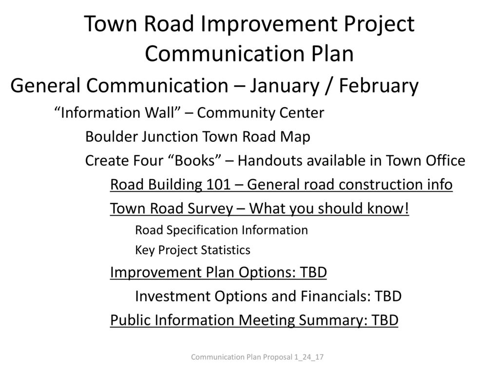 Town Road Improvement Project Communication Plan - ppt download