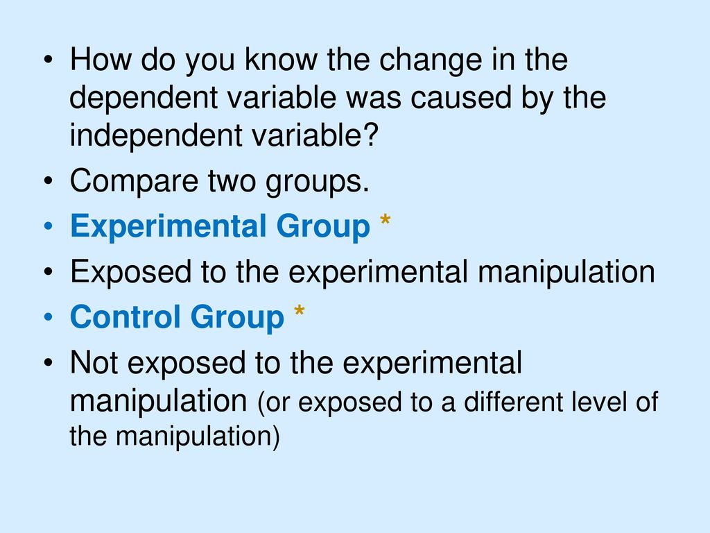 How do you know the change in the dependent variable was caused by the independent variable