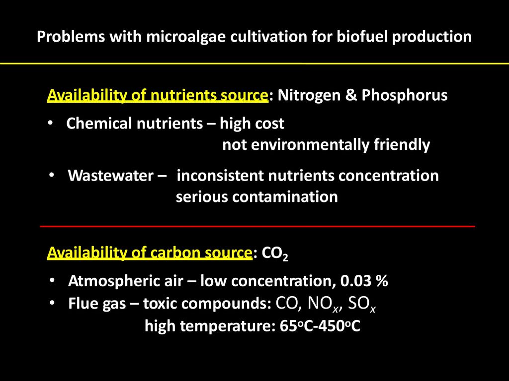 Problems with microalgae cultivation for biofuel production
