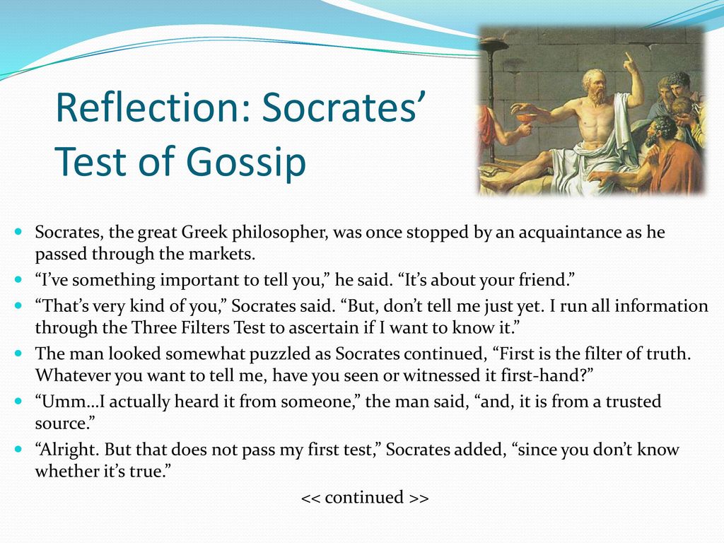 Reflection: Socrates’ Test of Gossip