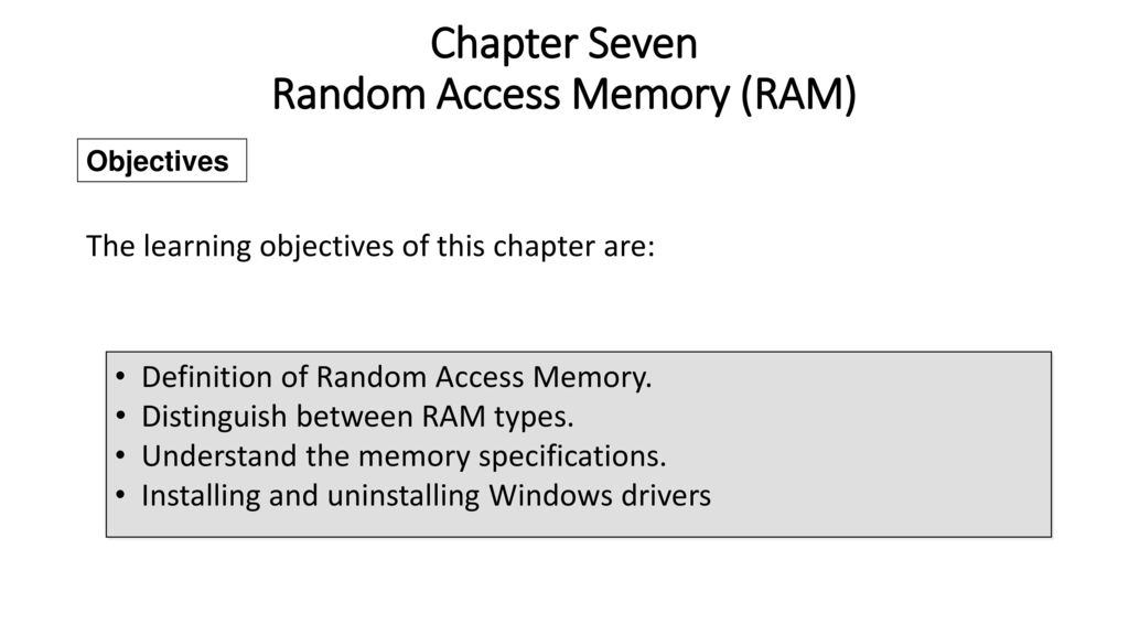 Chapter Seven Random Access Memory (RAM) Dr. Mohammad AlAhmad - ppt download
