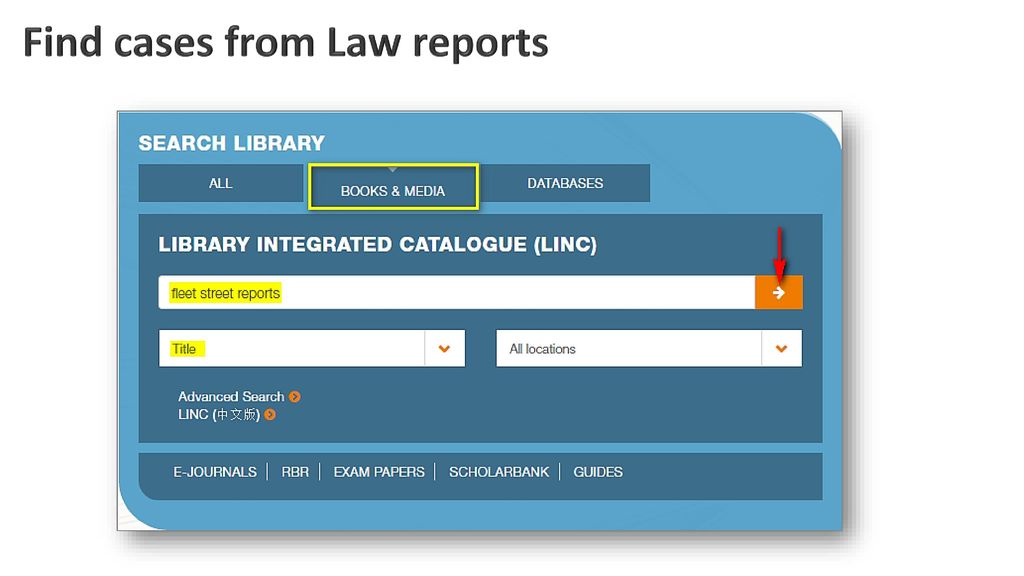 Find cases from Law reports