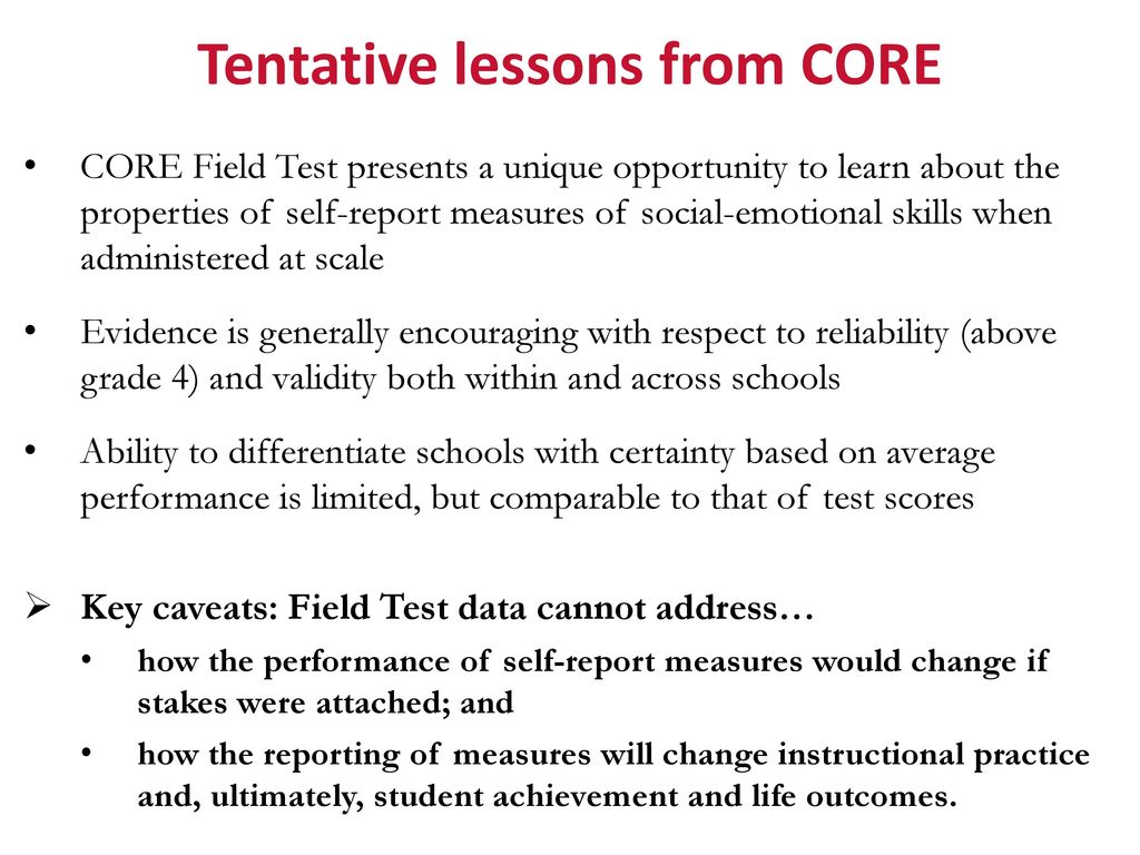 Tentative lessons from CORE
