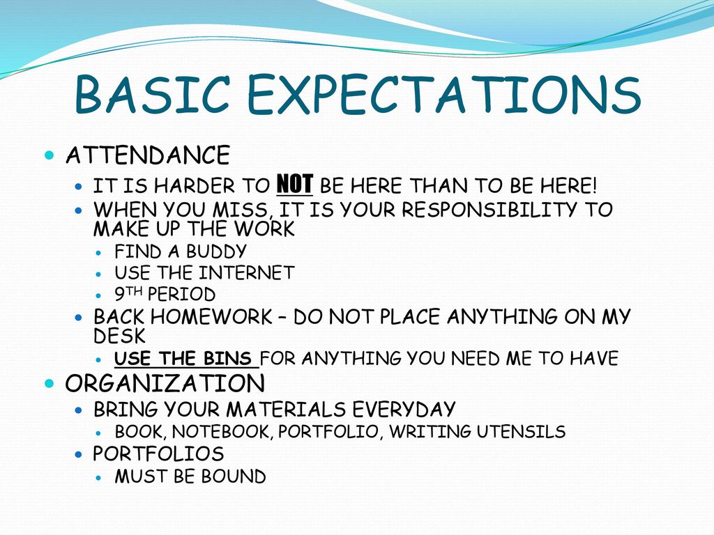 BASIC EXPECTATIONS ATTENDANCE ORGANIZATION