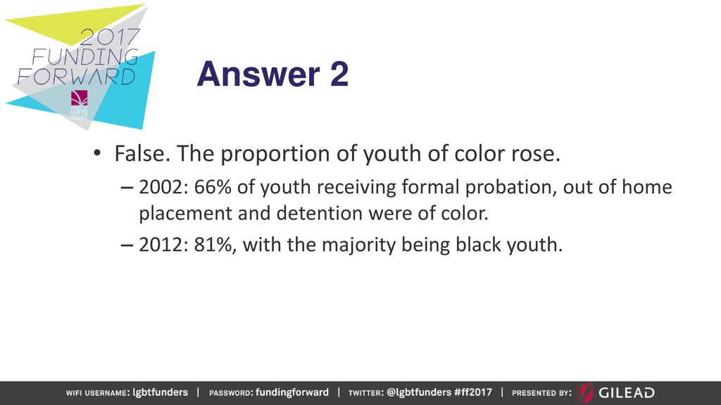 Answer 2 False. The proportion of youth of color rose.