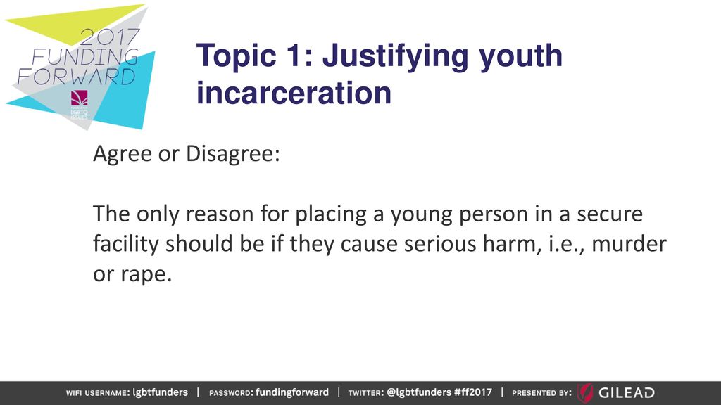 Topic 1: Justifying youth incarceration