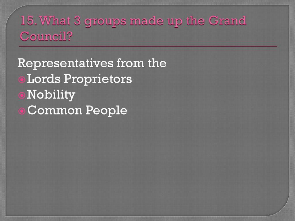 15. What 3 groups made up the Grand Council