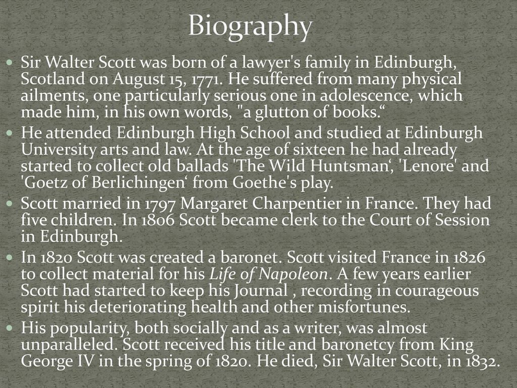 Реферат: Historical novel and its features. W. Scott, poet and novelist. Rob Roy