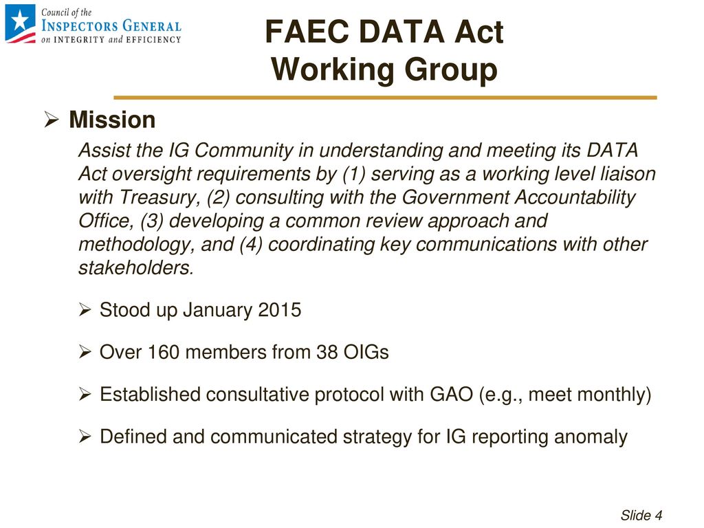FAEC DATA Act Working Group