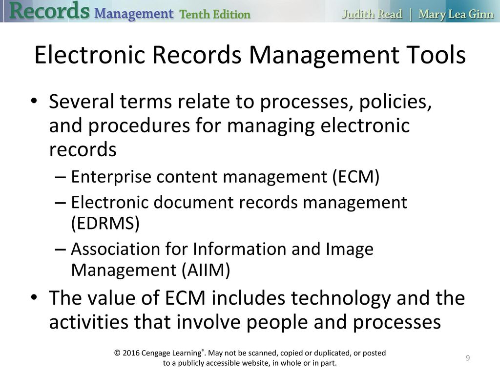 Electronic Records Management Tools