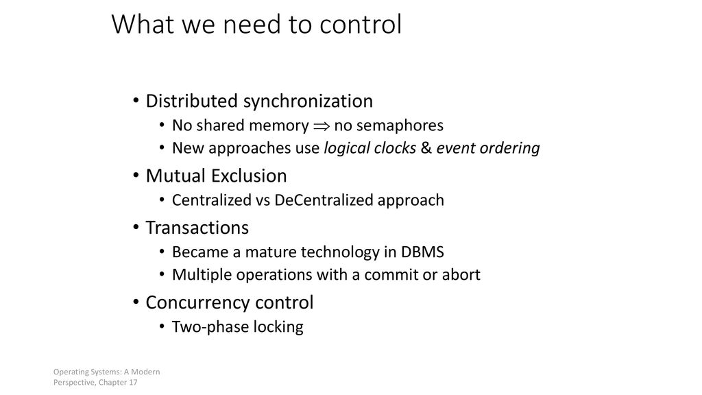 Distributed Systems Material from Operating System Concepts by ...