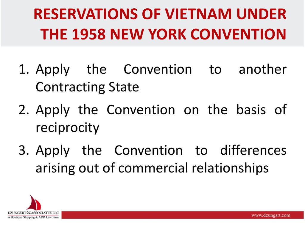 Reservations of Vietnam under the 1958 New York Convention