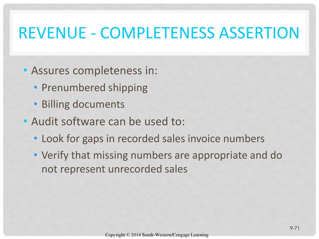Revenue - Completeness Assertion