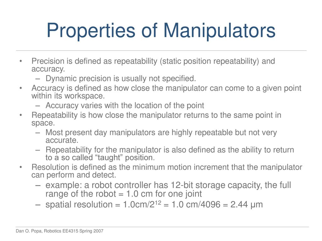 Properties of Manipulators
