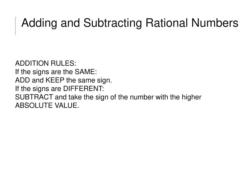 Adding and Subtracting Rational numbers - ppt download