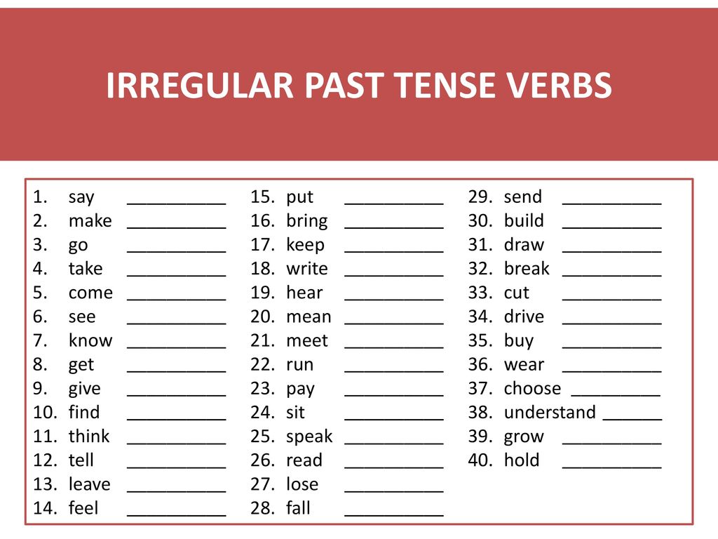 Irregular past tenses