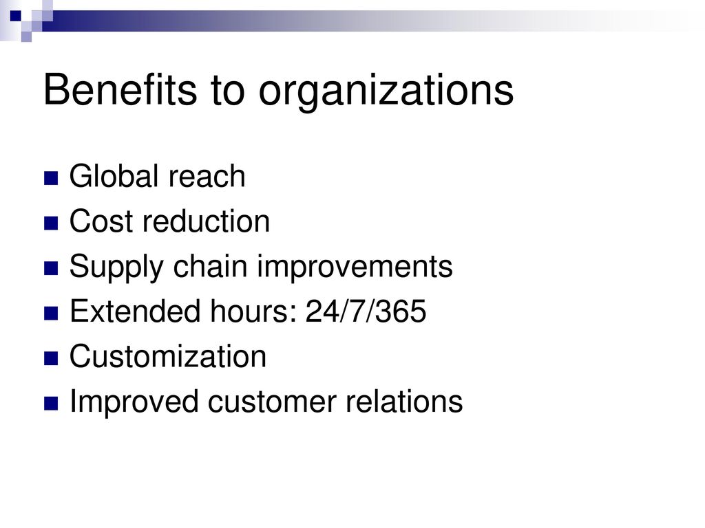 Benefits to organizations
