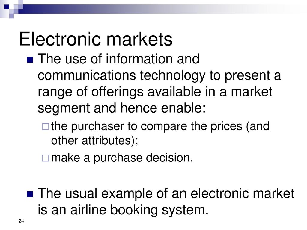 Electronic markets