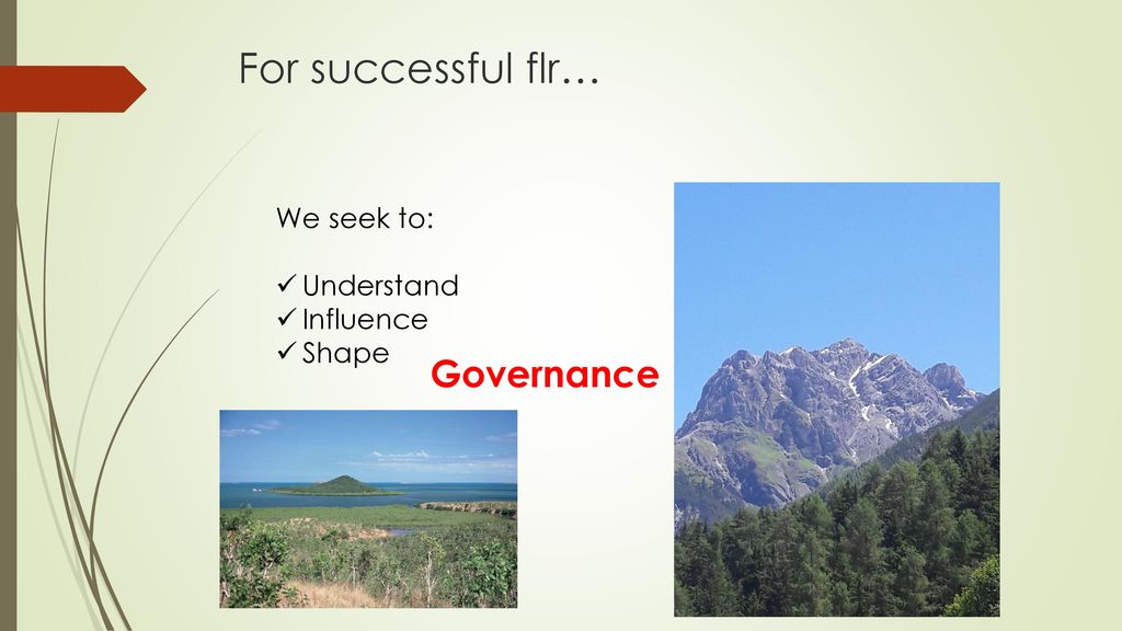 For successful flr… We seek to: Understand Influence Shape Governance