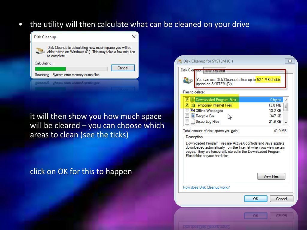 disk cleanup calculation takes forever