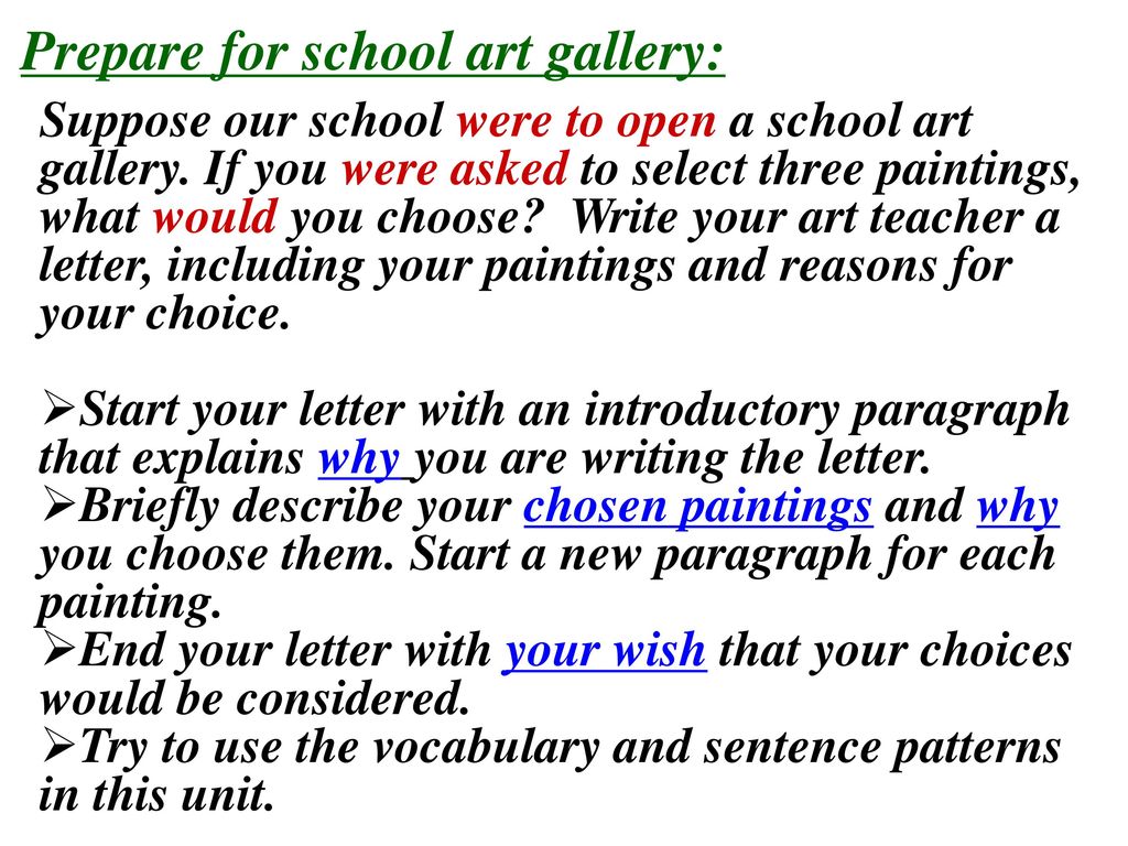 Prepare for school art gallery: