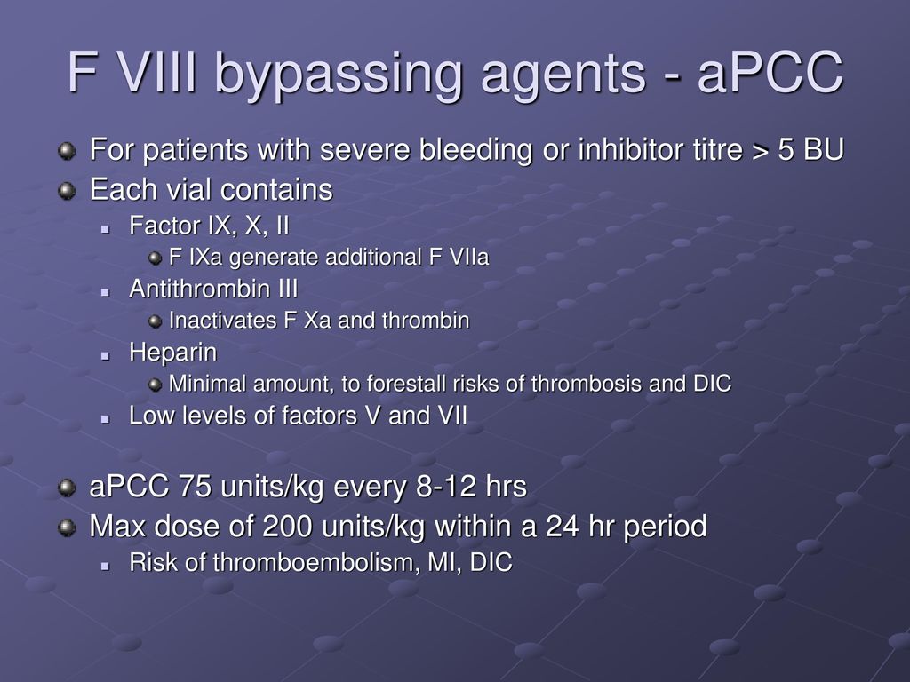 F VIII bypassing agents - aPCC