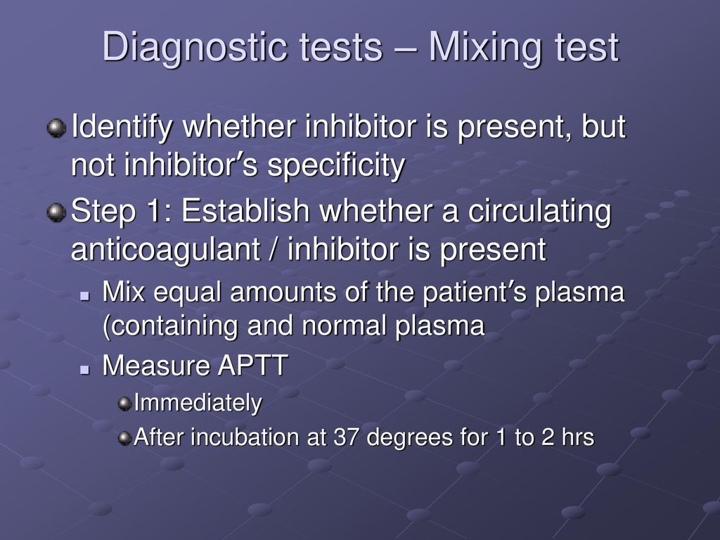 Diagnostic tests – Mixing test