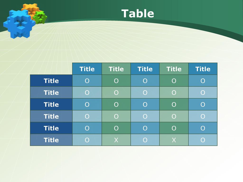 Table Title O X