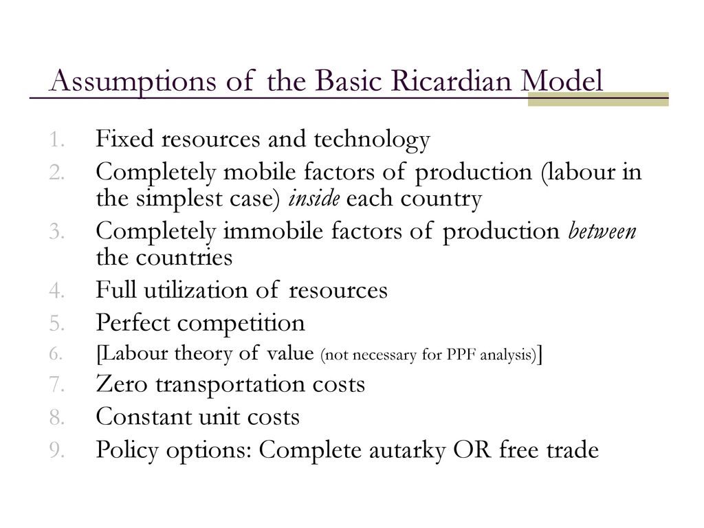 Comparative Advantage and the Ricardian Model - ppt download