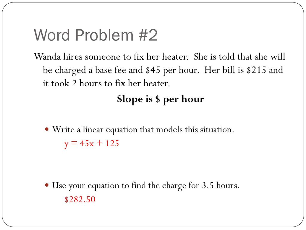 233-23 Writing Equations given Word Problems - ppt download Regarding Linear Function Word Problems Worksheet