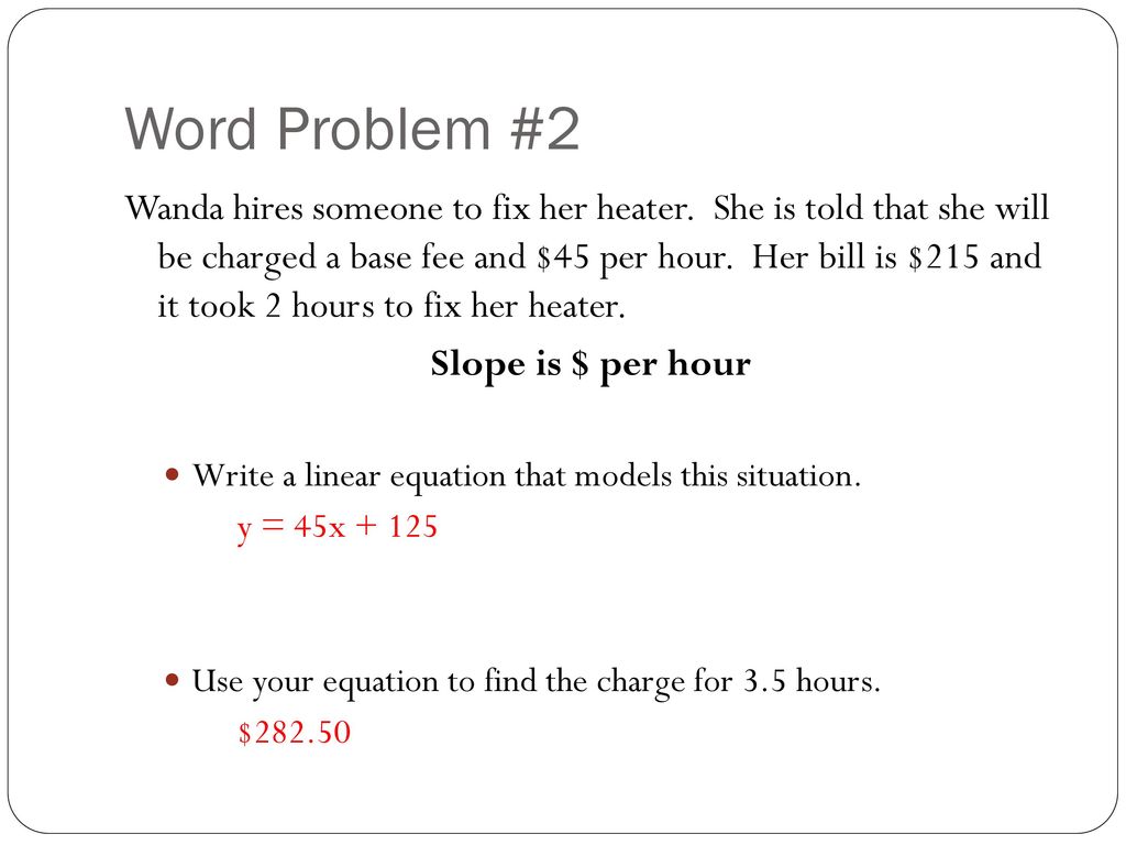 255-25 Writing Equations given Word Problems - ppt download Inside Linear Equation Word Problems Worksheet