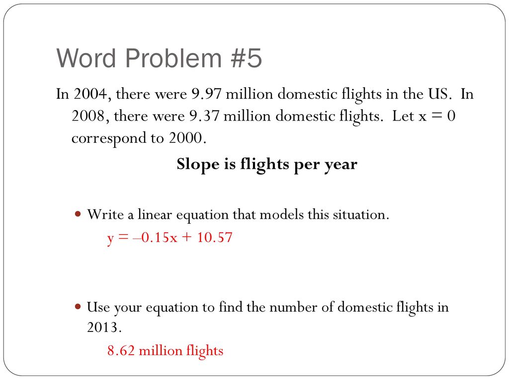 200-20 Writing Equations given Word Problems - ppt download In Linear Functions Word Problems Worksheet