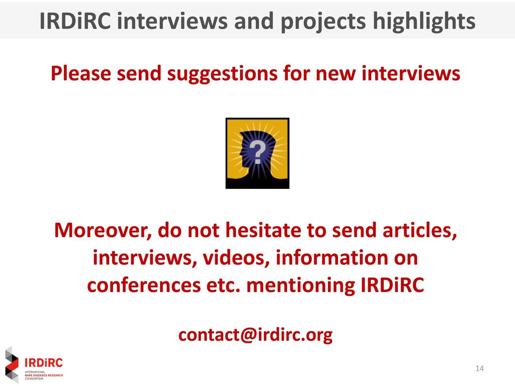 IRDiRC interviews and projects highlights
