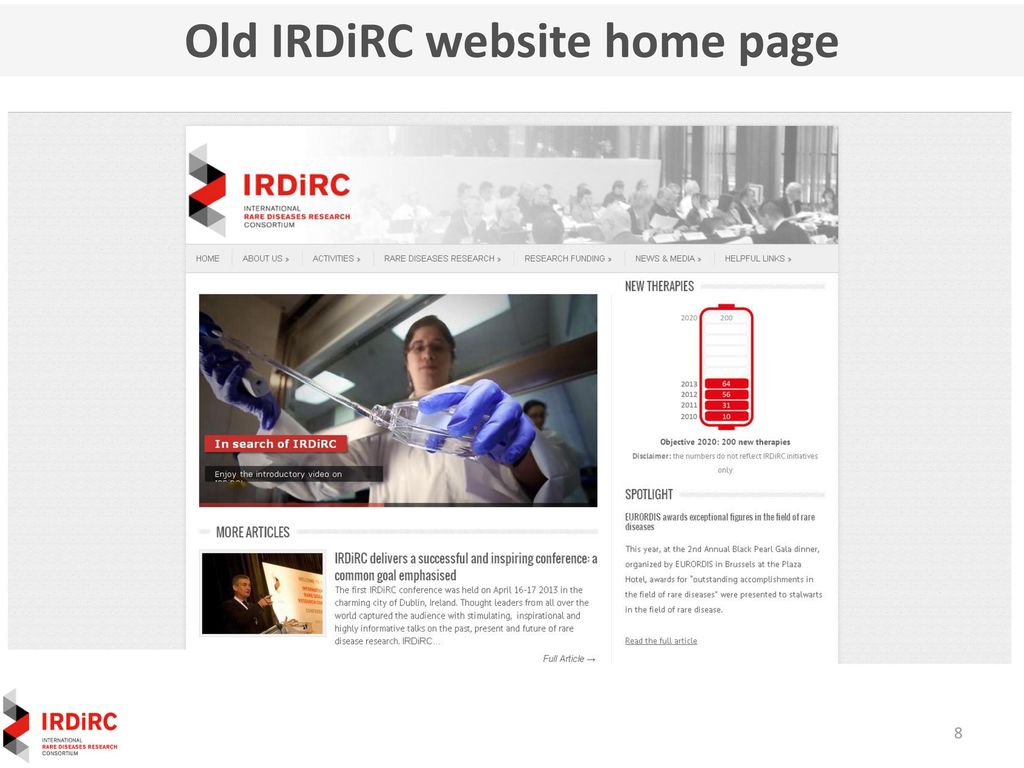 Old IRDiRC website home page