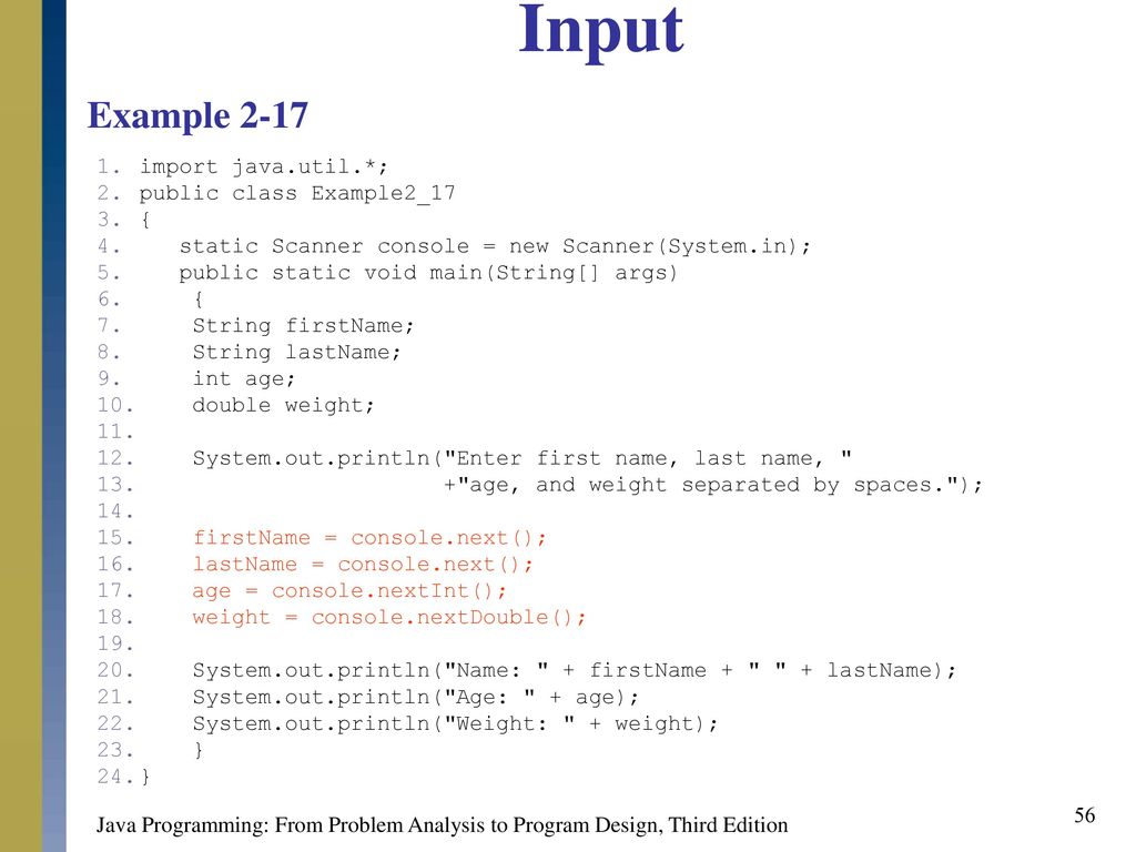 Input examples
