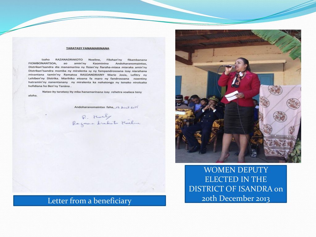 WOMEN DEPUTY ELECTED IN THE DISTRICT OF ISANDRA on 20th December 2013