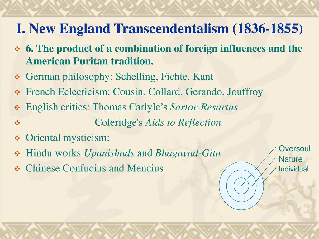 I. New England Transcendentalism ( )