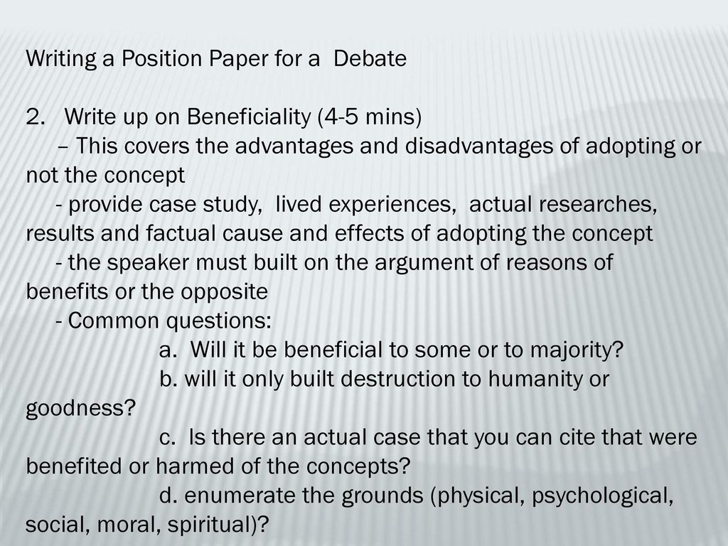 Writing a Position Paper for a Debate - ppt download