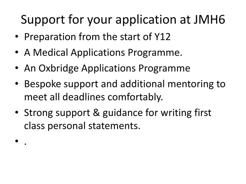 Support for your application at JMH6