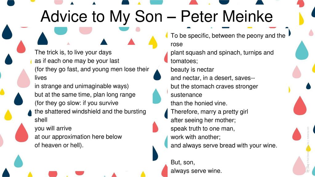 advice to my son peter meinke