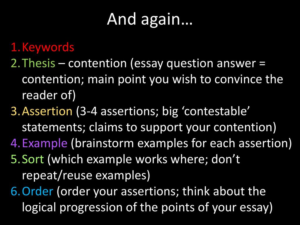 how to write a contention for an essay