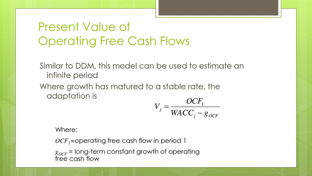 Present Value of Operating Free Cash Flows