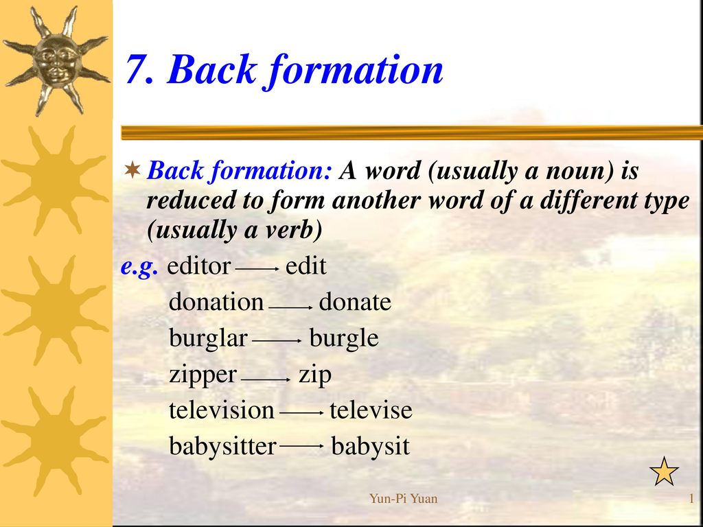 Word formation 7. Back formation. Back Word formation. Back formation Word formation. Back formation лексикология.