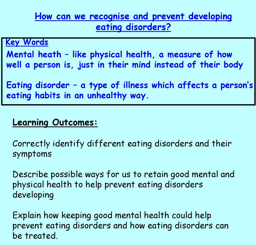 How can we recognise and prevent developing eating disorders