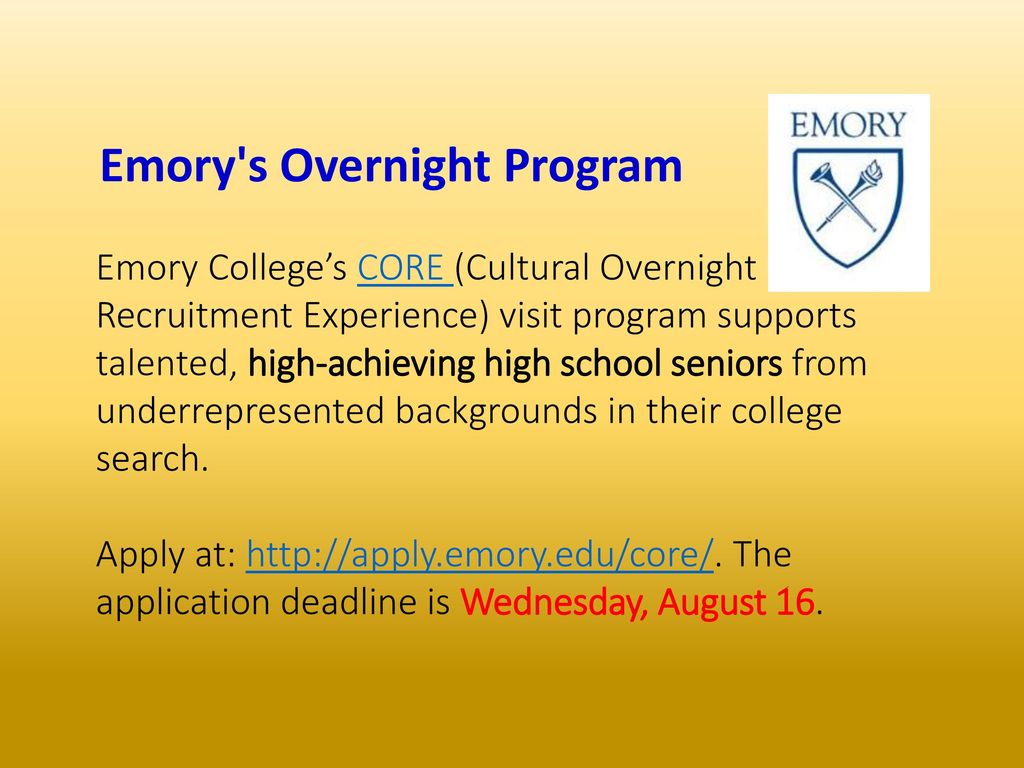 Emory s Overnight Program